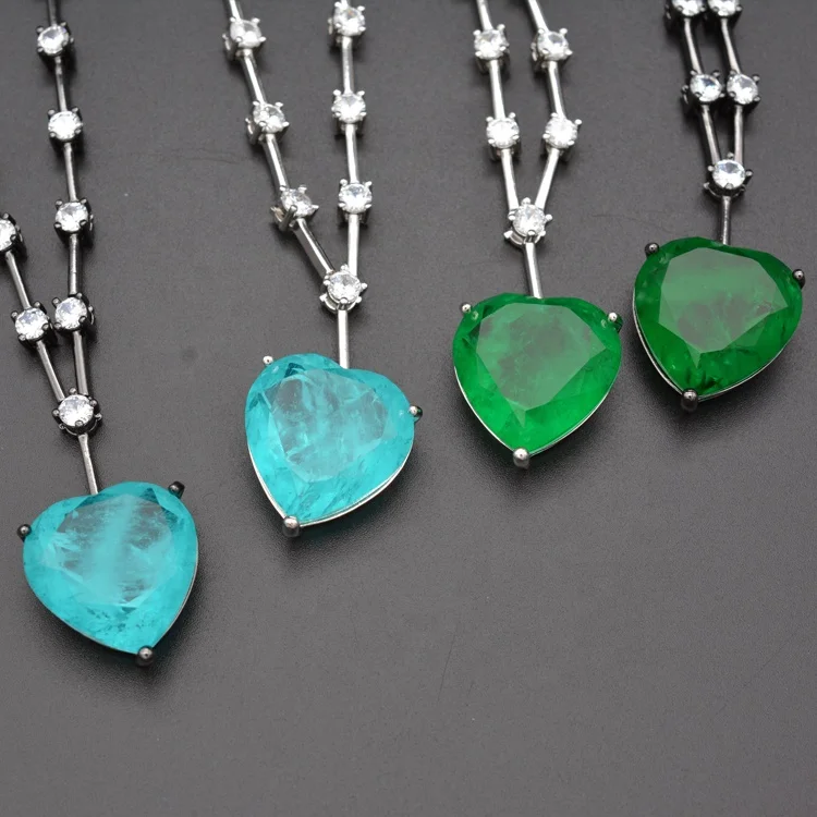 Luxury green blue Heart Fusion stone Pendant Necklace Romantic Love Design valentines day gifts engraved necklace
Luxury green blue Heart Fusion stone Pendant Necklace Romantic Love Design valentines day gifts engraved necklace