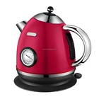 Red 1.7L 2200W thermometer dome stainless steel electric kettle CE CB GS RoHS