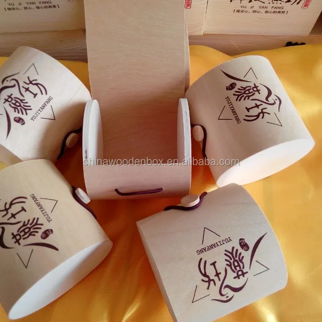 birch bark wooden packaging gift box with burned print