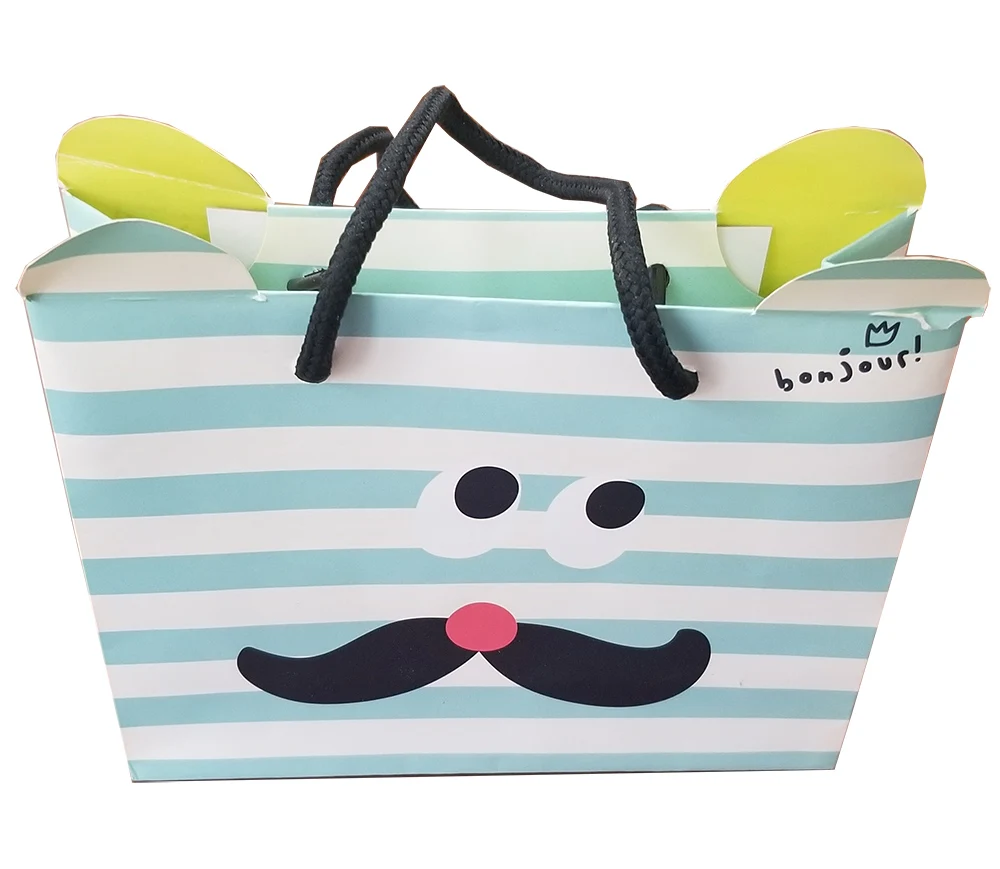 shopping bags   paper bag for kids with handle paper: 210g kraft