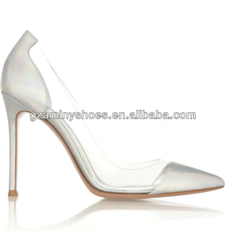 clear thick heel pumps