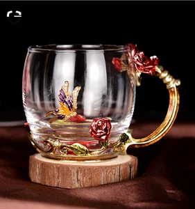 wedding gift box tea cup set elegant glass coffee cup enamel mug