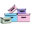 Multi-function folding non woven organizer rectangle storage box with lid handle