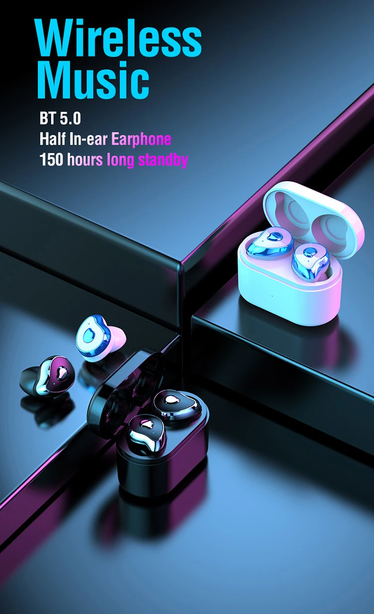 2019 New Arrivals Mini BT 5.0 TWS Wireless Earbuds Half In-ear Headphones with Charging Box - ANKUX.COM