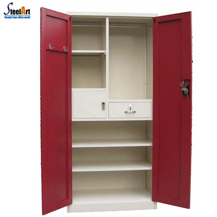 Double Color Bedroom Wardrobe With Safety Lockers Inside Buy Steel Almirah Designs Double Color Wardrobe Design Furniture Bedroom Wardrobes Product