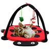 High quality collapsible Cat tent mat with 4 hanging toys plush fabric cat bed tent for pet fun