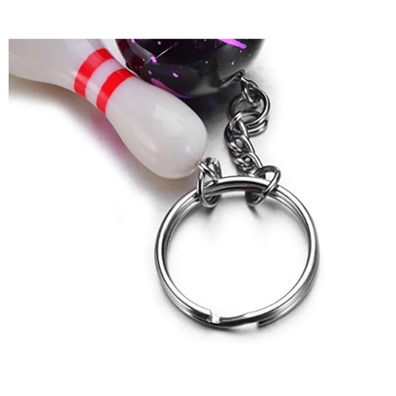 Promo custom logo plastic bowling ball keychain