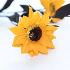 Cheap price PE 5 heads artificial flower orange sunflower bunch for wedding decor