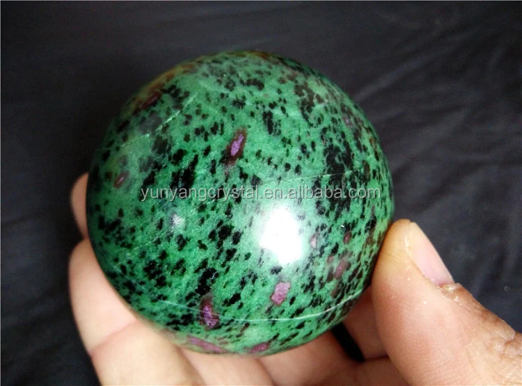 natural rare green ruby zoisite sphere gem stone crystal ball