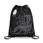Promotional 210d nylon polyester drawstring backpack foldable shopping bag with custom logo