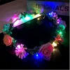 hot selling glowing girl flower crowns LED string light flower headband for party event