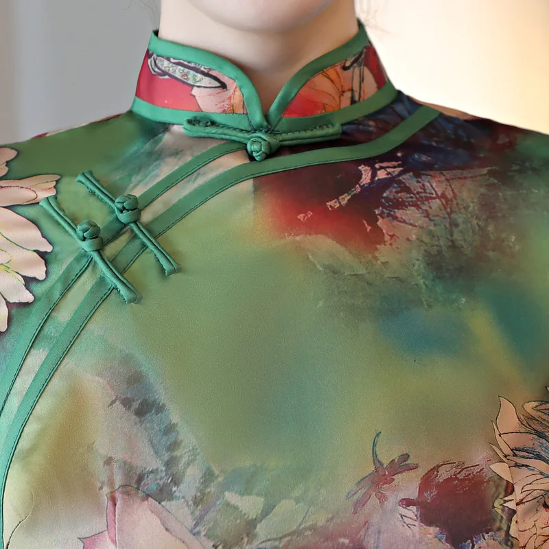 2017 New Hot Fashion Cheongsam Dress Traditional Vintage Chinese Women Satin Short Sleeve Slim Party Sexy Qipao Dress M-XXXL (5)
