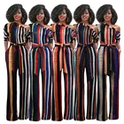 Wholesale MB738 striped one shoulder wide leg jumpsuits women 2018