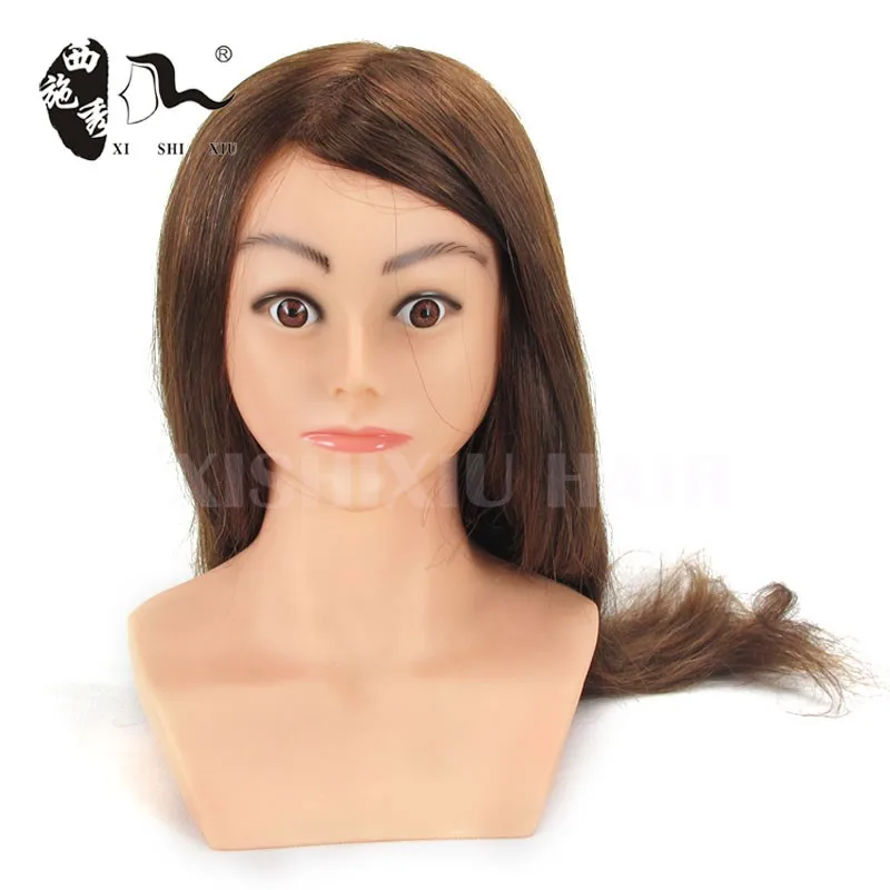 XISHIXIUHAIR Hot  Products 16Inch Hair Training 100% Human Hair Training Doll Head Asian Mannequin Head