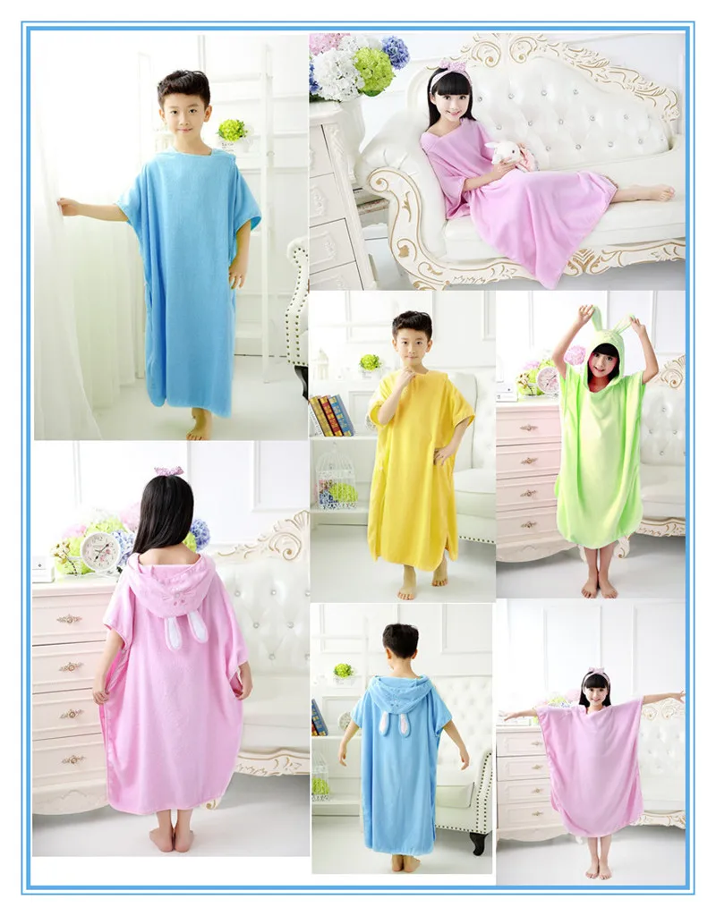 Cotton Bathrobe Hooded Pullover Beach Towel Robe 20