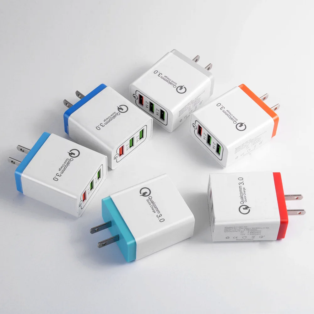 Portable Travel Phone Charger 3.0 Fast Plug 3 Port Multi USB Adapter Trending Electric Wall Charger with EU/US Connections
