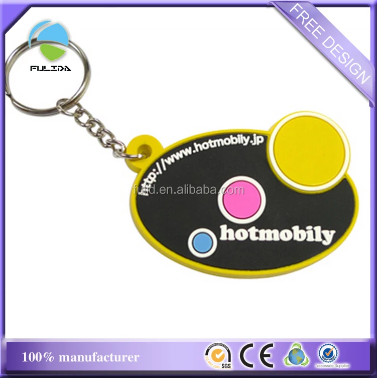 pink yellow blue circle dots soft pvc rubber keychain keyring