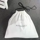 White cotton Custom drawstring dust bag covers for handbag