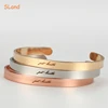 SLand Jewelry Low MOQ wholesale Silver/Gold/Rose gold custom engraved stainless steel cuff bracelet OEM your size & color