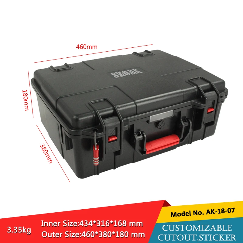 szomk waterproof ABS plastic equipment case with handle plastic intrument case with foam (1)