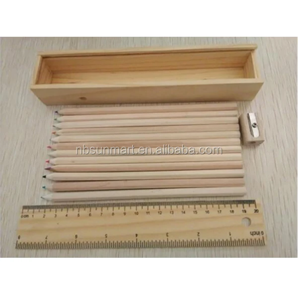 Factory Direct Stocked wholesale high quality 7'' basswood graphic colored pencil ruler sharpener set for promotion