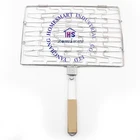 Stainless steel BBQ basket flexible fish meat vegetable grill net with wooden handle