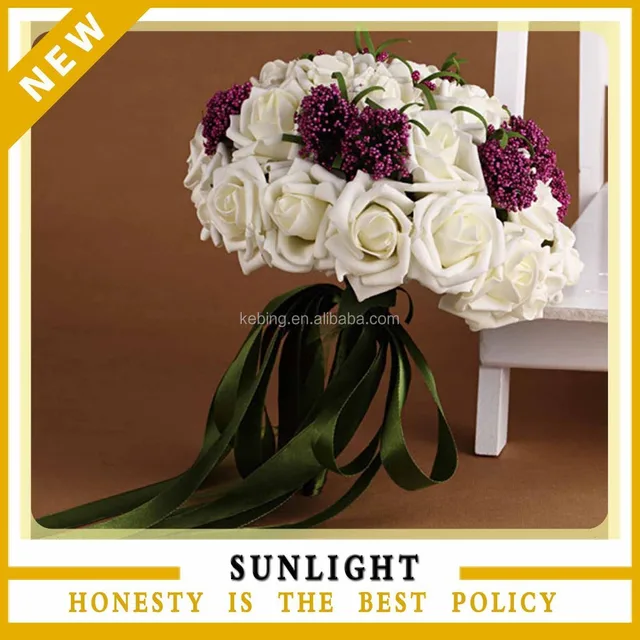 multi-colored spherical satin fake rose flower crystal wedding