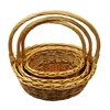 Round pink& blue round wicker basket with color paint for baby gift packaging