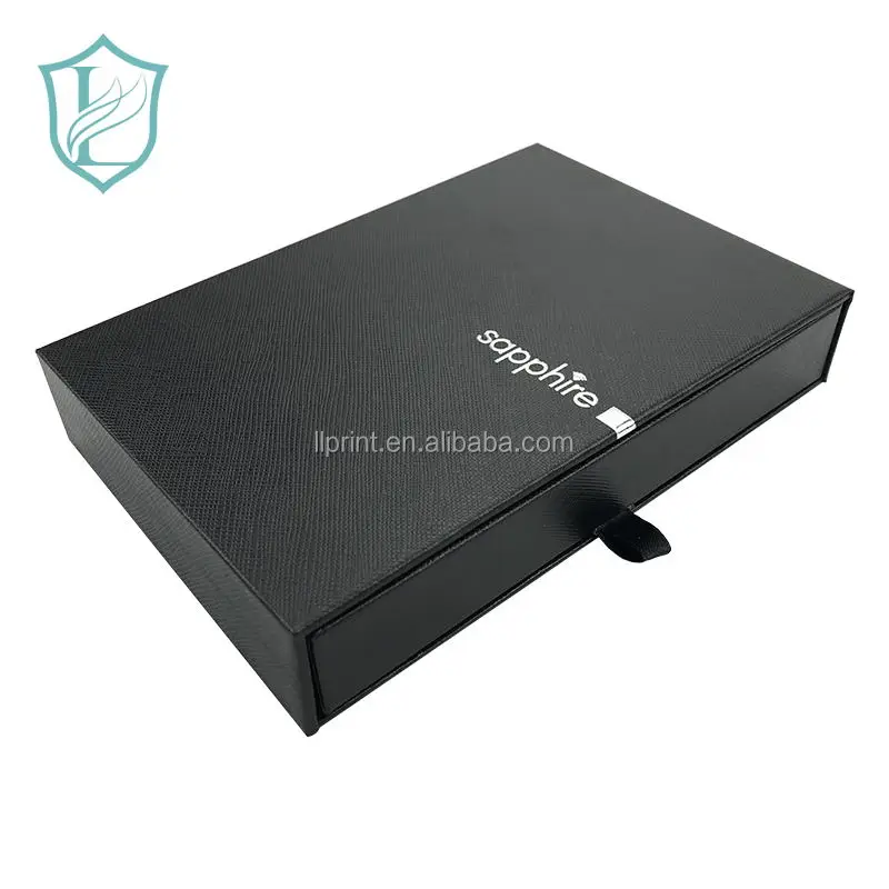 elegant black custom packaging gift paper draw sliding gift box