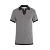 Two-tone bird seye-knit polo shirt with contrasting collar and cuff
