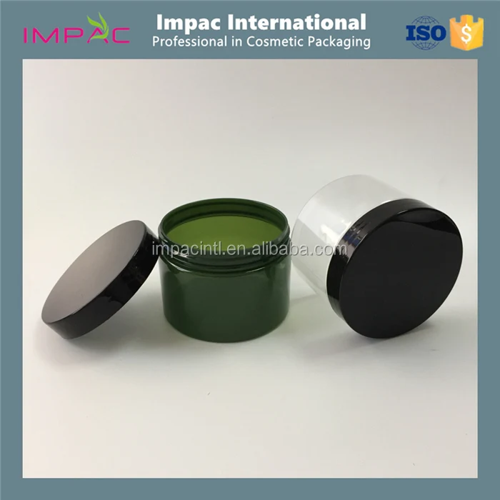 blackish green clear 300ml pet cosmetic packaging jar