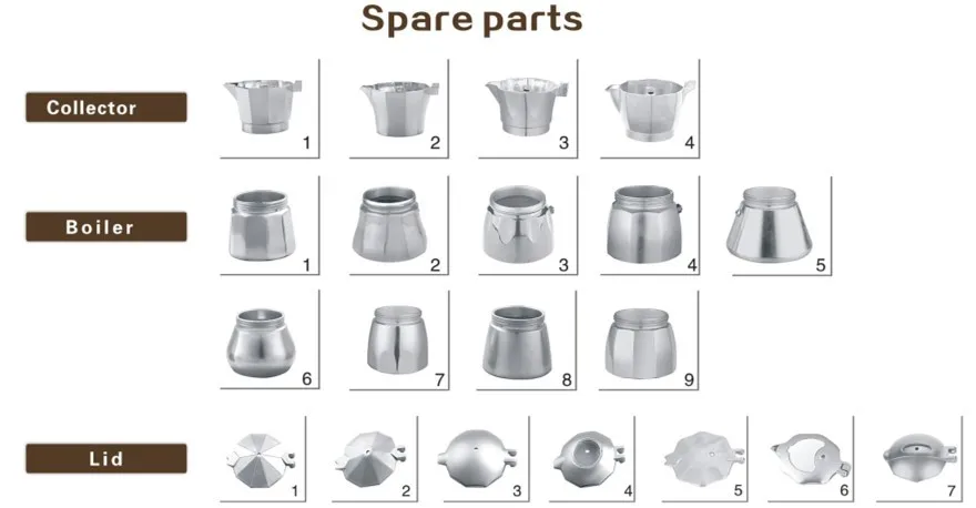 High quality 1/2/3/6/9/12cups Aluminum Moka espresso Coffee Maker