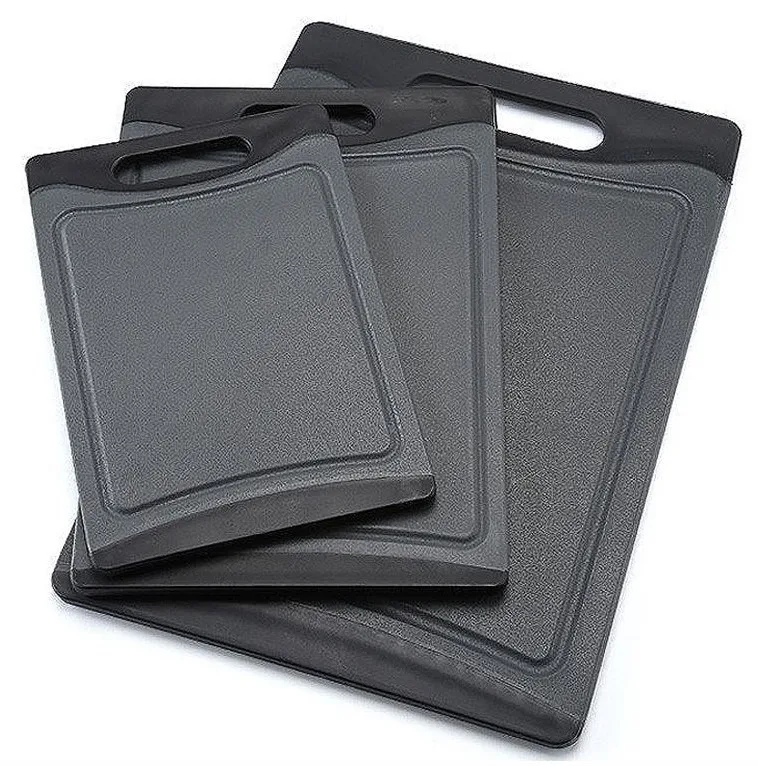 Wholesale Anti-slip and double-sided use plastic PP cutting board with TPR border, Customized 
Wholesale Anti-slip and double-sided use plastic PP cutting board with TPR border, Customized