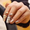 European style personality nail rings mental surface rhinestone finger rings decorative fingernails jewelry