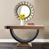 Living room furniture mirrored console table half moon hallway table for home hotel