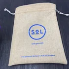 Cup Bottle Packaging Jute Drawstring Bag With Waterproof Lining