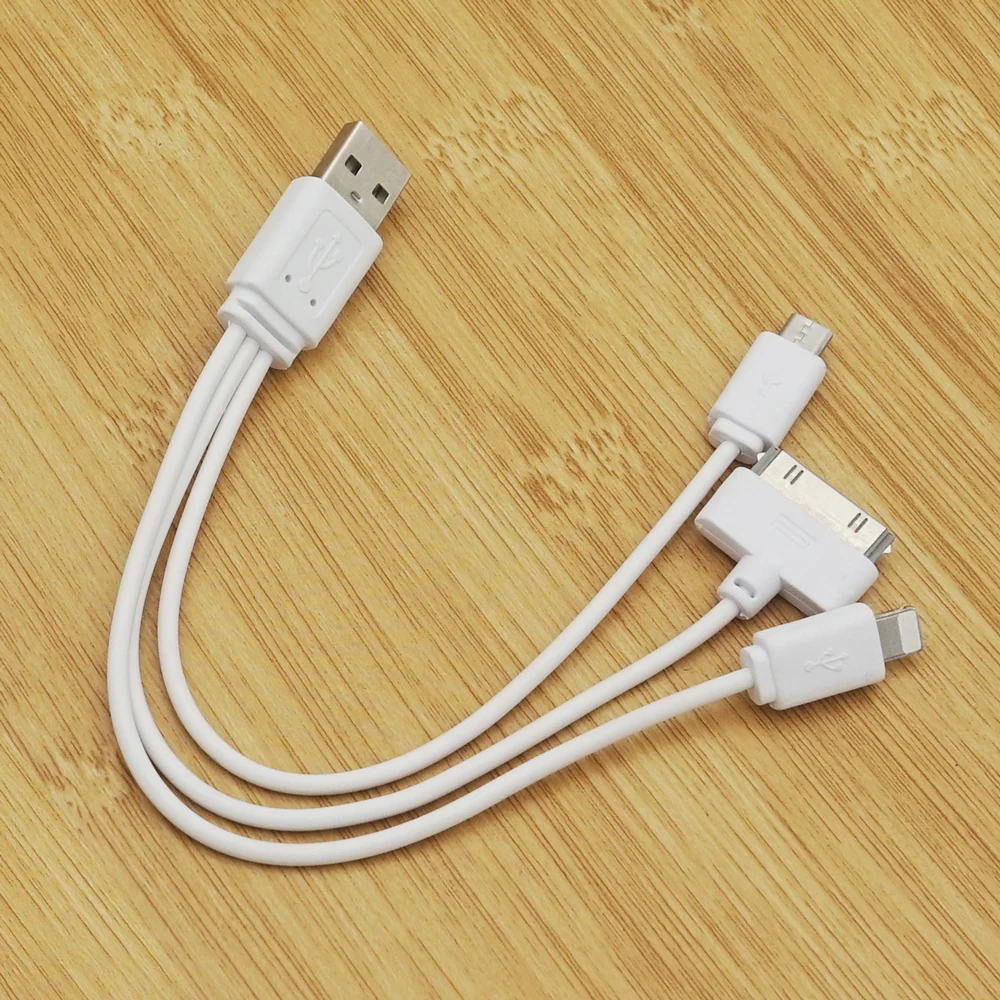 Portefeuille 3 in 1 Micro USB 30pin Charging Cable For iPhone 4 4S 5 5S SE 5C 6 6S 7 8 Plus iPhon X Microusb Android Short Cable (5)