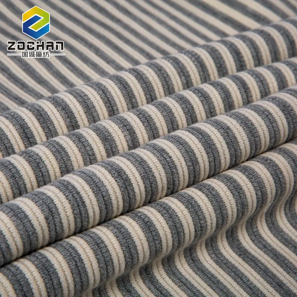 factory direct sale grey stripe cotton knitted ottoman fabric