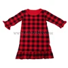 fall winter cotton wholesale nightgown black and red checkered long sleeve baby girl dress