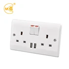 BS UK 13A dual USB wall outlet universal multi socket