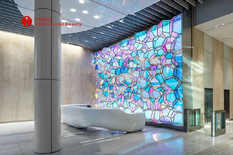 Custom Colorful crystal commercial mall wall art decoration