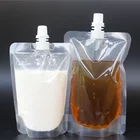 Disposable stand up clear juice milk pouch liquid packaging plastic drink stand up pouch for juice