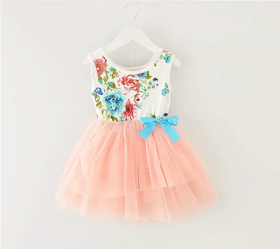 B20013A Korean girls gauze dress, flower princess dress of girls