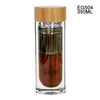 EG504 350ML/12OZ Bulb bottom glass insulated water bottle with bamboo lid and tea infuser