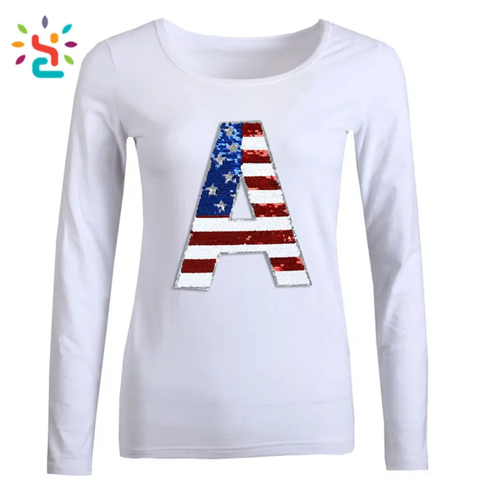 Magical Sequins t shirt men custom label flag USA white long sleeve t-shirts, Customized
Magical Sequins t shirt men custom label flag USA white long sleeve t-shirts, Customized