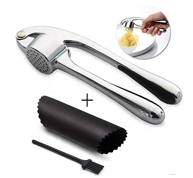 Garlic Press and Peelers Kit/ zinc alloy Metal Mincer and Silicone Tube Roller Set, Silver
Garlic Press and Peelers Kit/ zinc alloy Metal Mincer and Silicone Tube Roller Set, Silver
