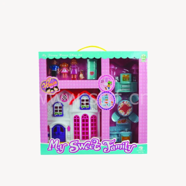 Plastic mini toy doll house with furniture