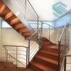 Fashional design customized stainless steel straight glass staircase I and U shape glass staircase