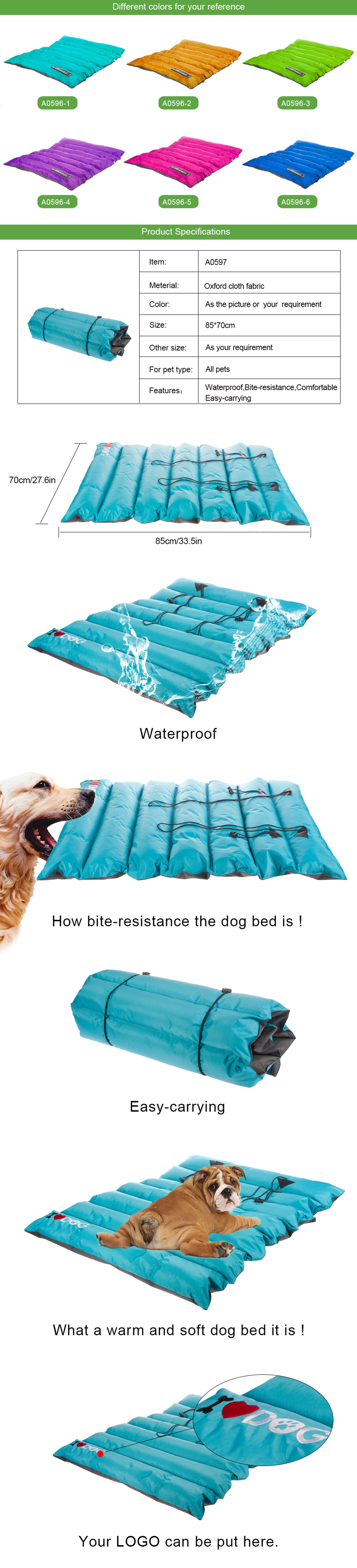 China Camping Outdoor Memory foam Washable Dog Bed