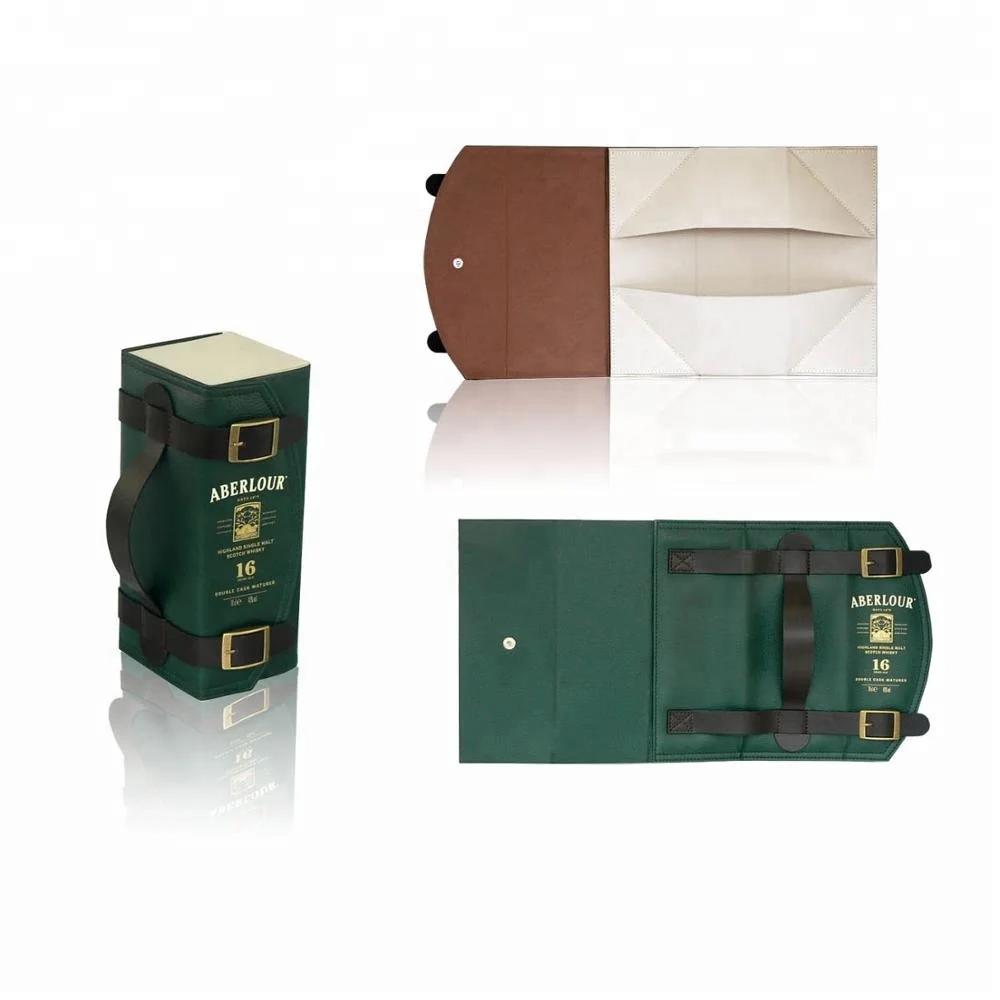 Custom Portable Wine Packing Box Folding Leather Single Wine Gift Box